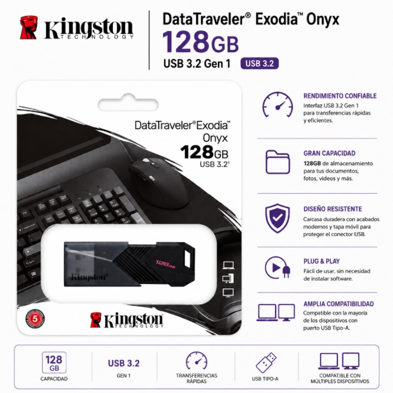 USB 128 GB KINGSTON 3.2 DATA TRAVELER ONYX DTXON/128GB