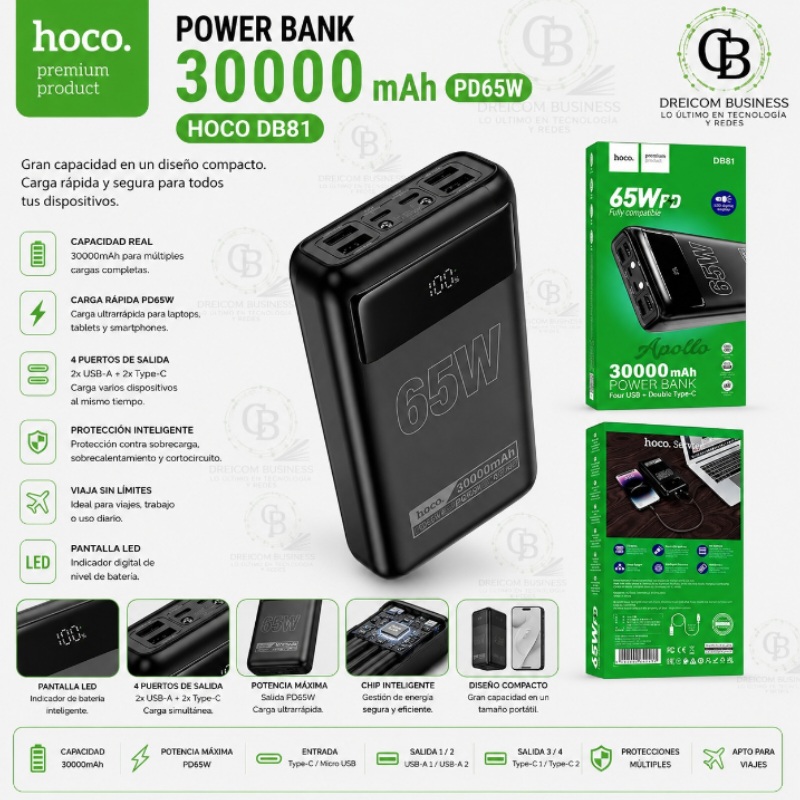 POWER BANK 30000MAH PD65W HOCO DB81