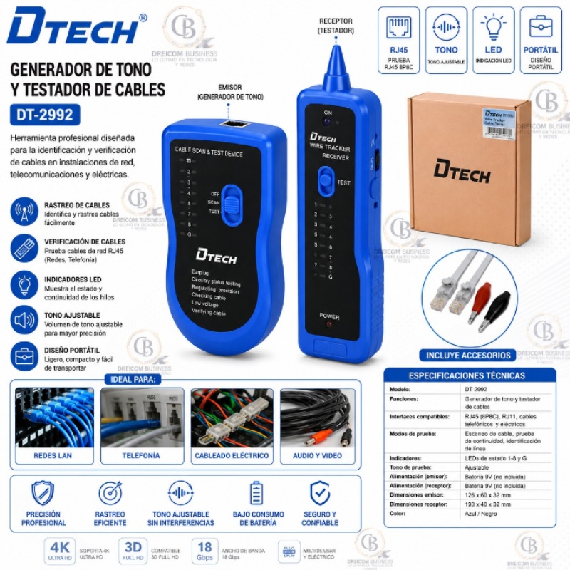GENERADOR DE TONO Y TESTADOR DTECH DT-2992