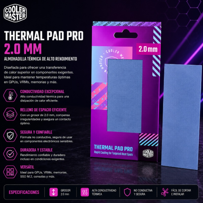 ALMOHADILLA TERMICA COOLER MASTER THERMAL PAD PRO 2.0 MM TXP-NOPP-9020-R1