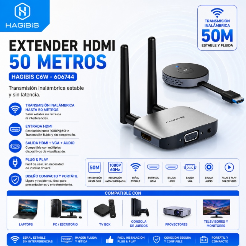 EXTENDER HDMI 50 M C6W HAGIBIS 606744