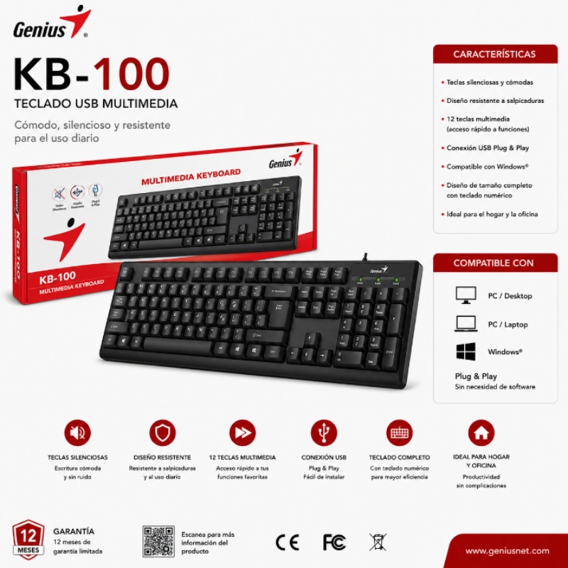 TECLADO GENIUS SMART KB-100 USB SP BLACK