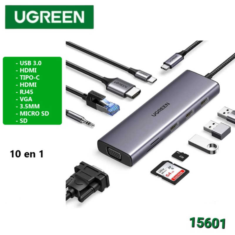 MULTIPUERTO TIPO C 10 EN 1 UGREEN