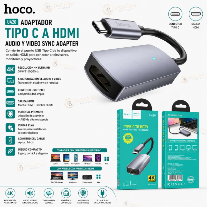TIPO C A HDMI ADAPTADOR HOCO UA20