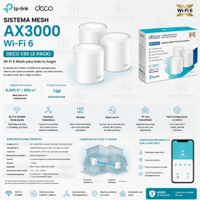 SISTEMA MESH DECO AX3000 WI-FI 6 DECO X50 (3-PACK)