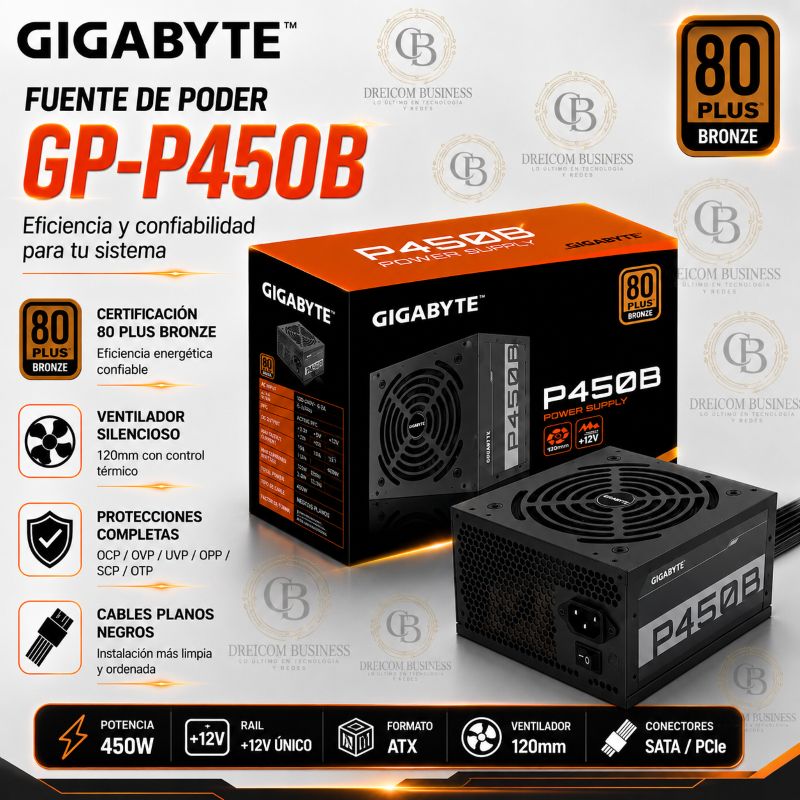 FUENTE DE PODER GIGABYTE 450W 80+ BRONCE GP-P450B