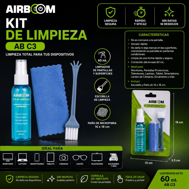 KIT DE LIMPIEZA AB C3 60ML CARTON BLISTER AIRBCOM