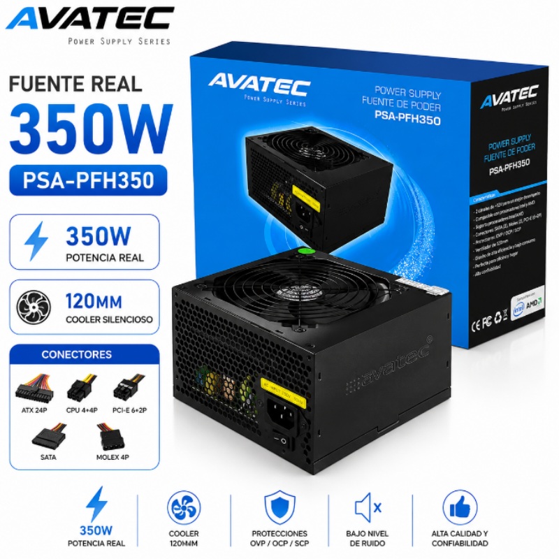 FUENTE REAL AVATEC 350W PSA-PFH350