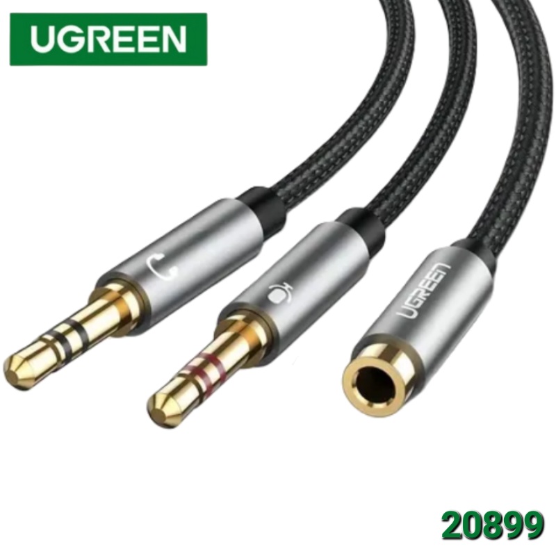 DIVISOR DE AUDIO Y MICRO 3.5 X1 MACHO-X2 HEMBRA UGREEN