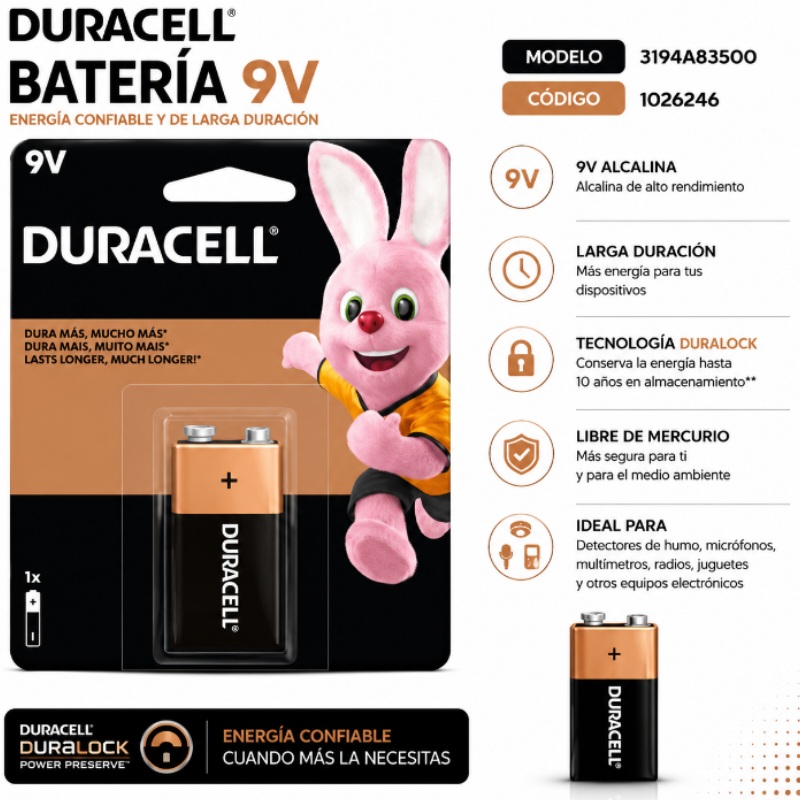 BATERIA 9V DUARACELL 3194A83500 - 1026246
