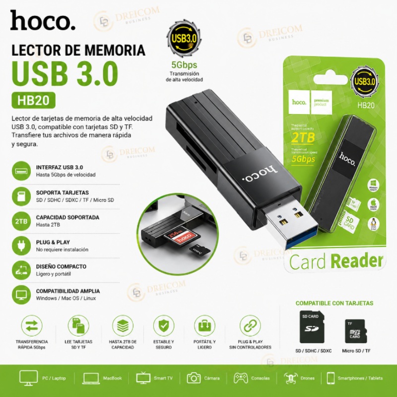 LECTOR DE MEMORIA 3.0 HOCO HB20