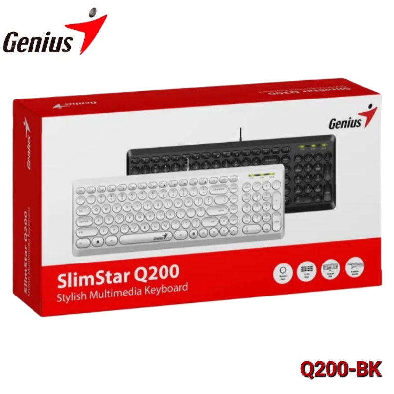 TECLADO GENIUS SLIMSTAR Q200 CABLE USB MULTIMEDIA BLACK Q200-BK