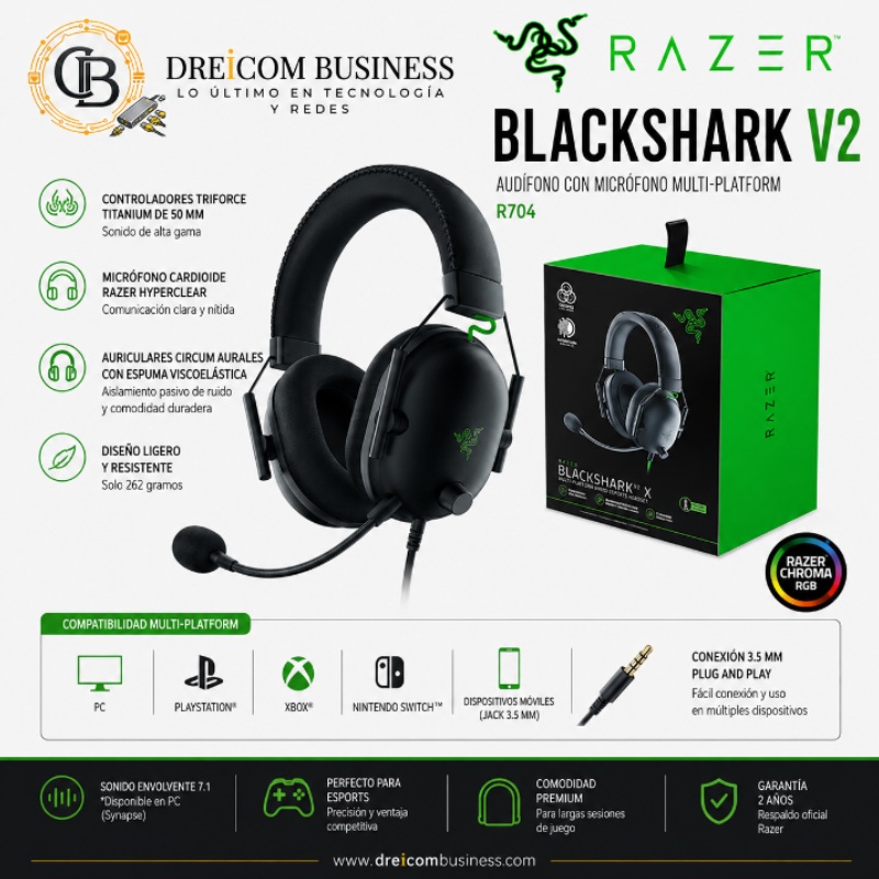 AUDIFONO CON MICROFONO RAZER BLACKSHARK V2 MULTI-PLATFORM R704