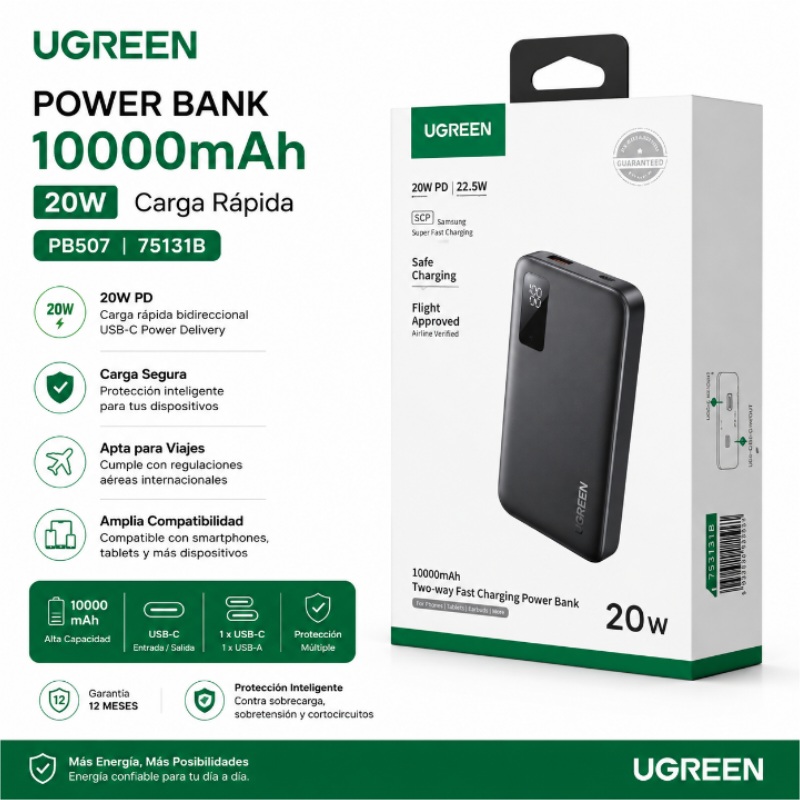 POWER BANK 20W 10000 MAH UGREEN PB507 - 75131B
