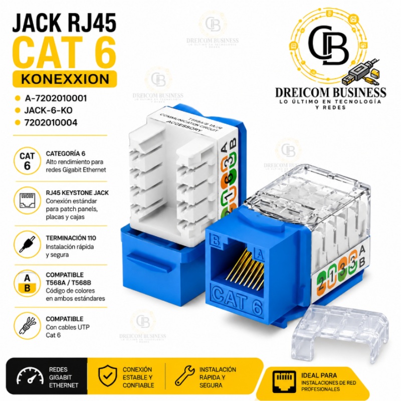 JACK RJ45 CAT 6 KONEXXION A-7202010001 JACK-6-KO 7202010004