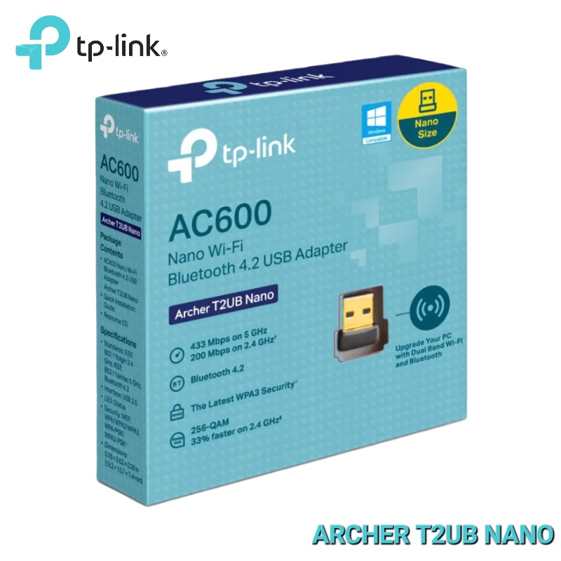 ADAPTADOR USB WIFI AC600 Y BLUETOOTH 4.2 TP LINK ARCHER T2UB NANO