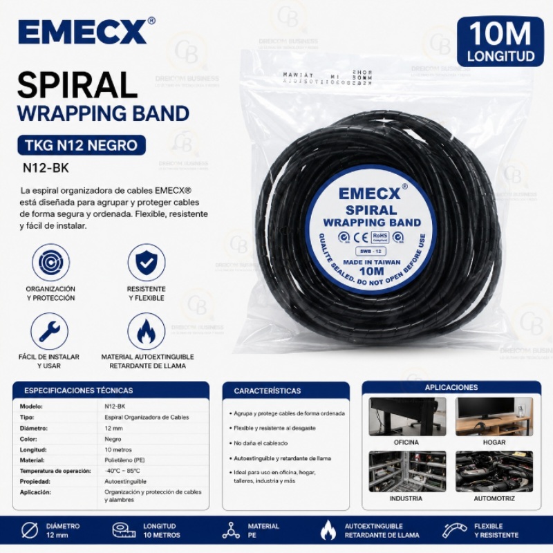 SPIRAL TKG N12 NEGRO 10M N12-BK