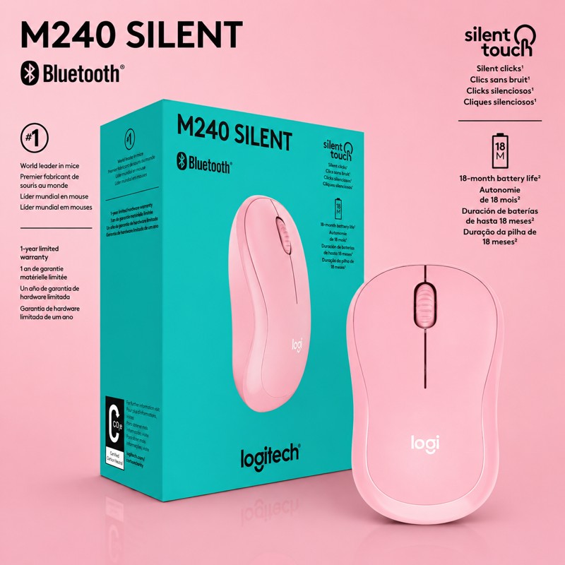 MOUSE LOGITECH M240 SILENT WIRELESS BT ROSE