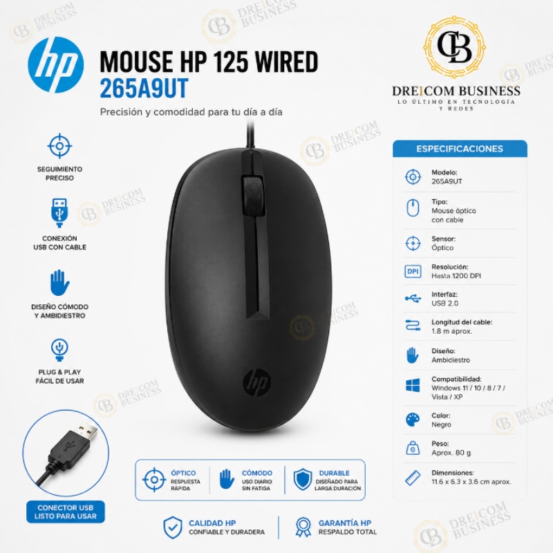 MOUSE HP 125 WIRED 265A9UT