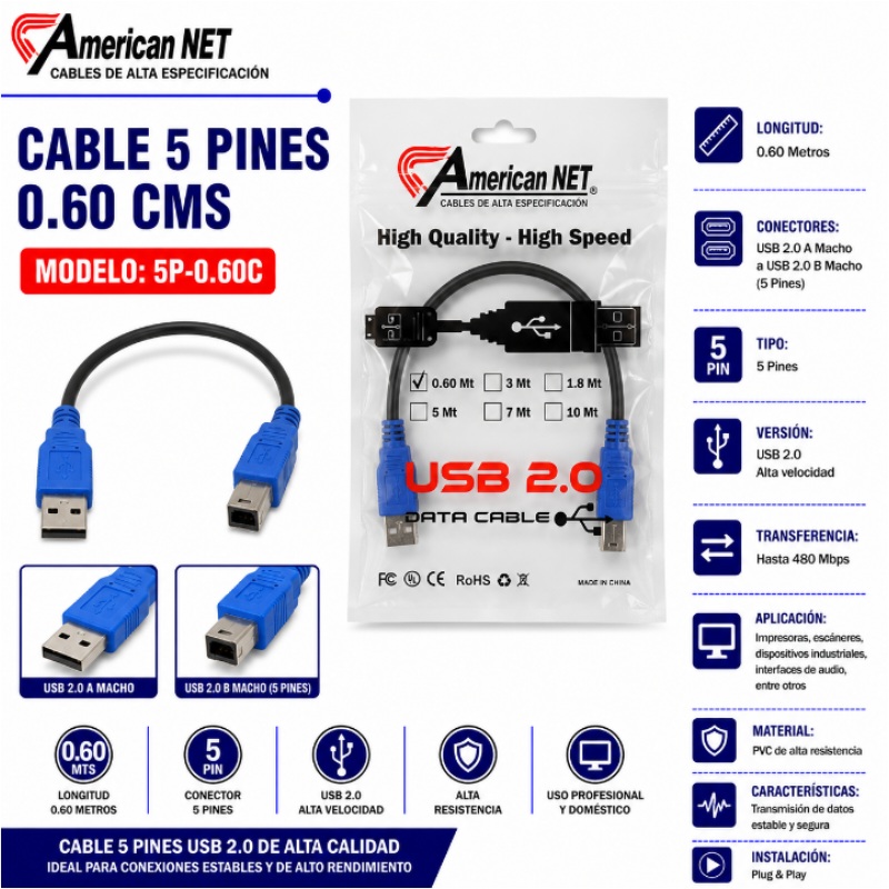 CABLE 5 PINES 0.60 CTM AMERICANT 5P-0.60C