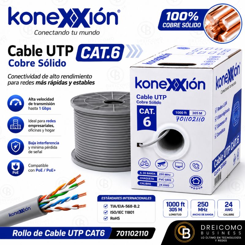 ROLLO DE CABLE UTP CAT6 100% COBRE KONEXXION 7011021101