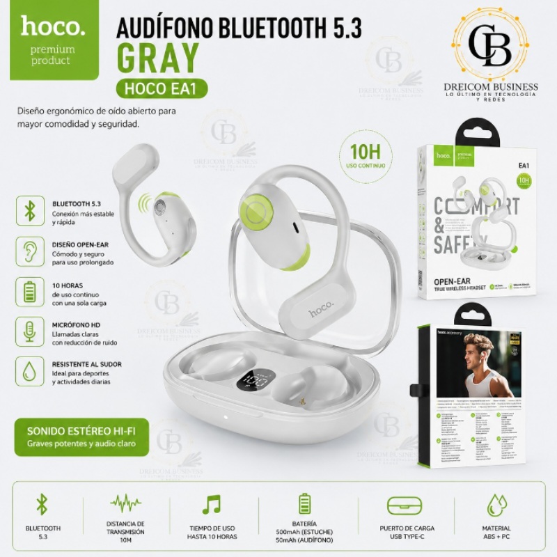 AUDIFONO BLUETOOTH 5.3 GRAY HOCO EA1