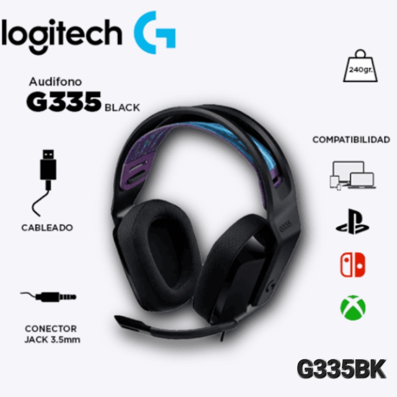 AUDIFONO CON MICROFONO GAMER BLACK LOGITECH G335-BK