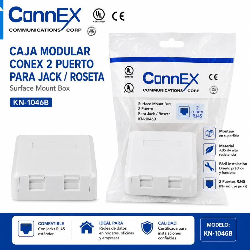 CAJA MODULAR CONEX 2 PUERTO PARA JACK / ROSETA KN-1046B