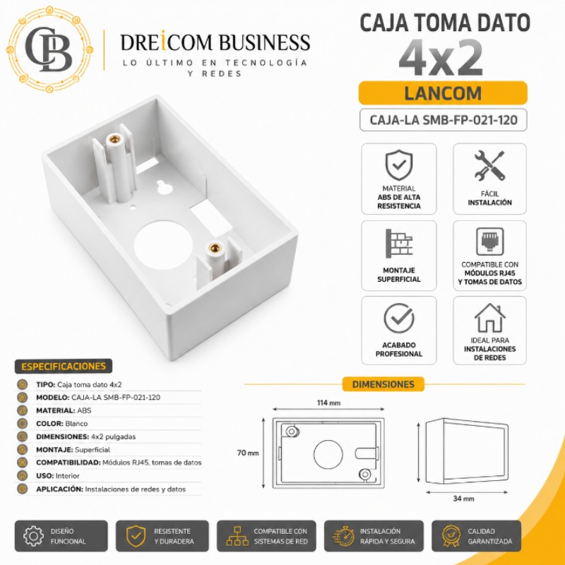 CAJA TOMA DATO 4X2 LANCOM CAJA-LA SMB-FP-021-120