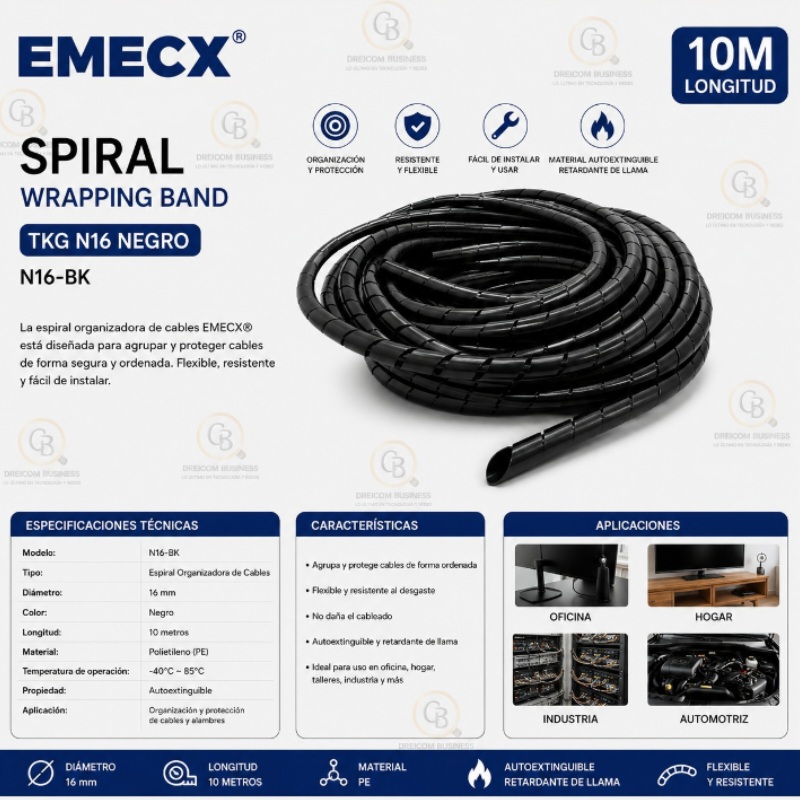 SPIRAL TKG N16 NEGRO 10M N16-BK
