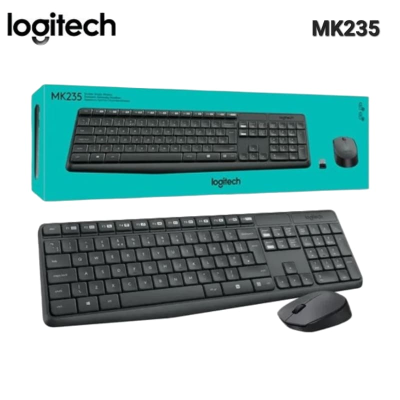 TECLADO LOGITECH + MOUSE MK235 WIRELESS USB SP BLACK