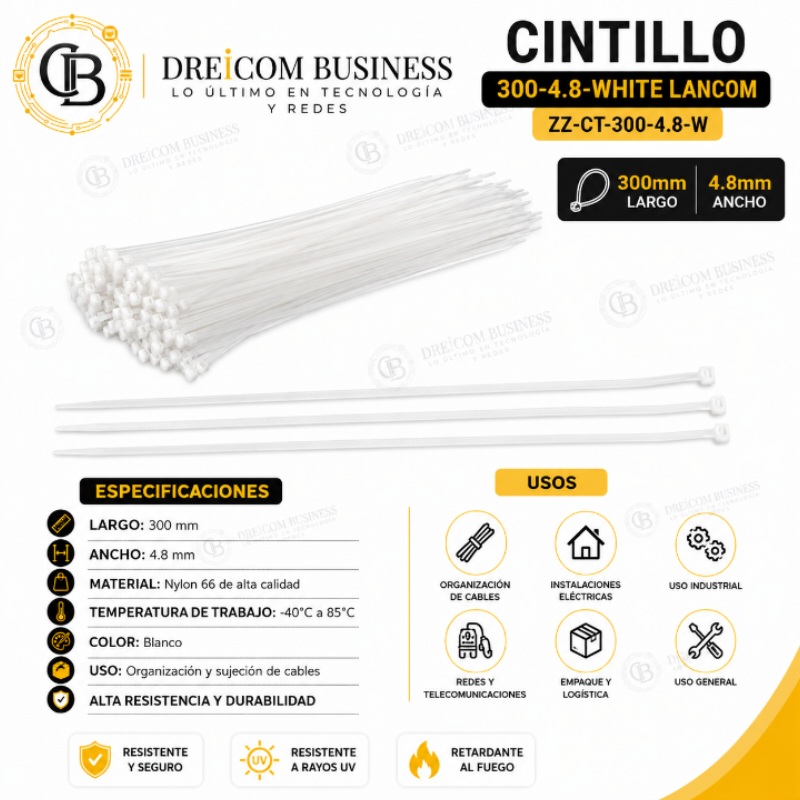 CINTILLO 300-4.8 WHITE ZZ-CT-300-4.8-W