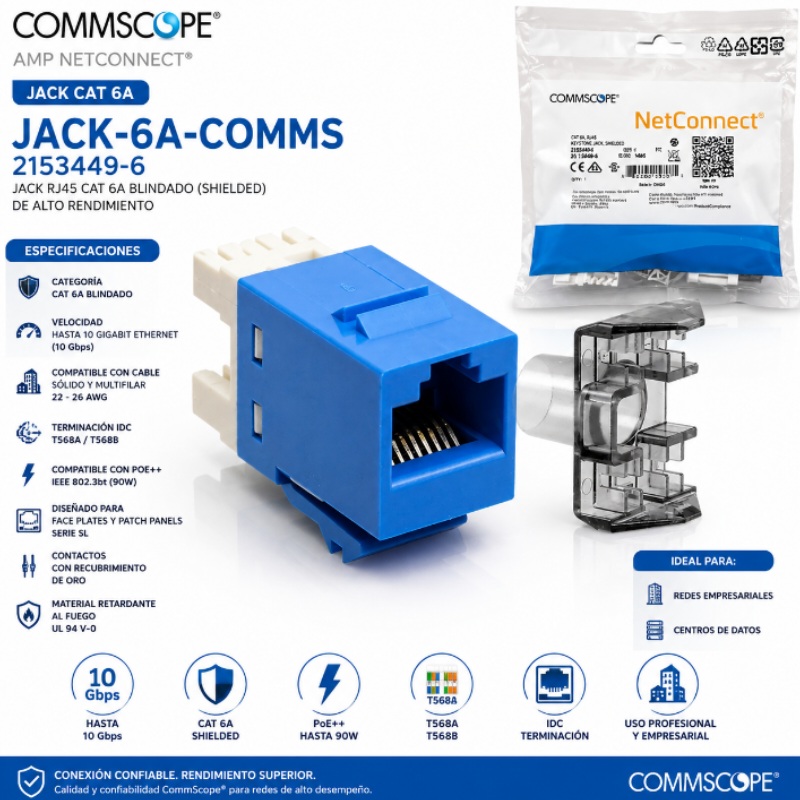 JACK CAT 6A COMMSCOPE (AMP) JACK-6A-COMMS 2153449-6