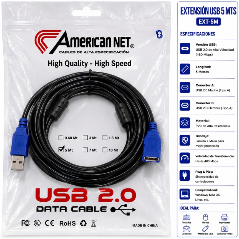 EXTENSION USB 5 MTS EXT-5M