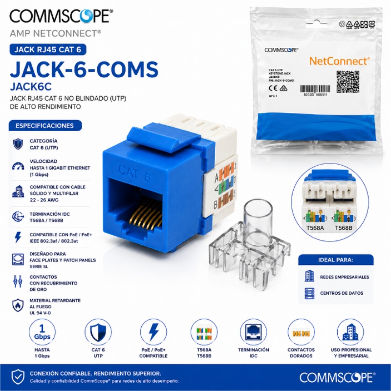 JACK RJ45 CAT 6 COMMSCOPE (AMP) JACK-6-COMS