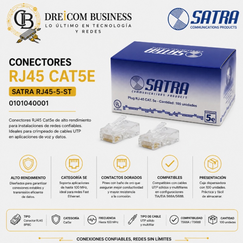 CONECTORES RJ45 CAT5E SATRA RJ45-5-ST 0101040001