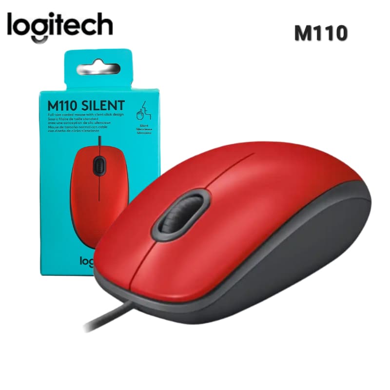 MOUSE LOGITECH M110 SILENT OPTICO USB RED