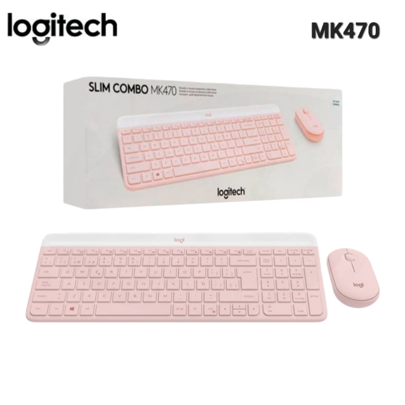 TECLADO LOGITECH + MOUSE MK470 WIRELESS SLIM USB ROSE