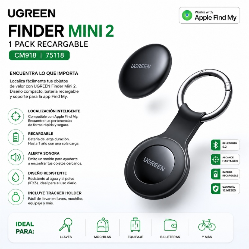 FINDER MINI 2 1 PACK RECARGABLE UGREEN CM918 - 75118